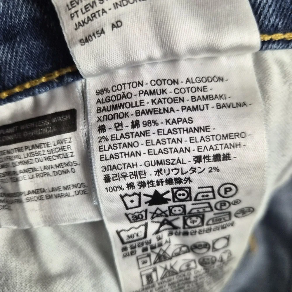 Levis 511 Jeans Mens 34x29 Blue Denim Slim Fit Medium Wash Stretch Whiskered
